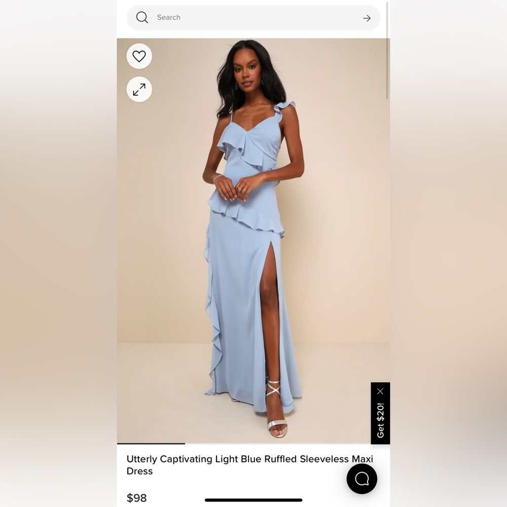 Lulus Utterly Captivating Light Blue Ruffled Sleeveless Maxi dress